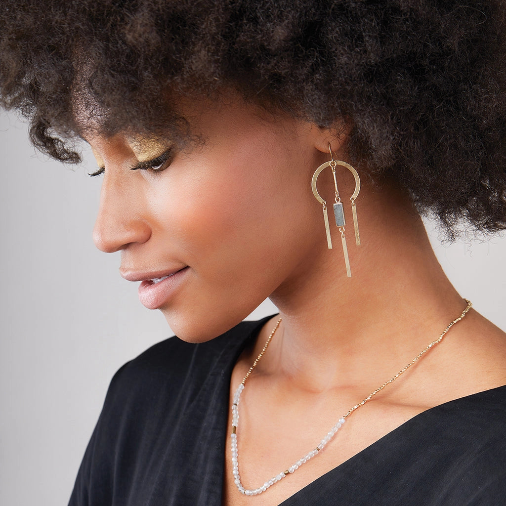 Dream Stone Earrings | Rose Quartz/Gold