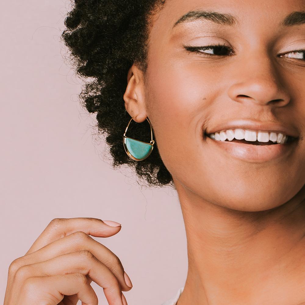 Stone Prism Hoop Earrings