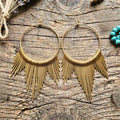 Desert Sunburst Fringe Hoop Earrings
