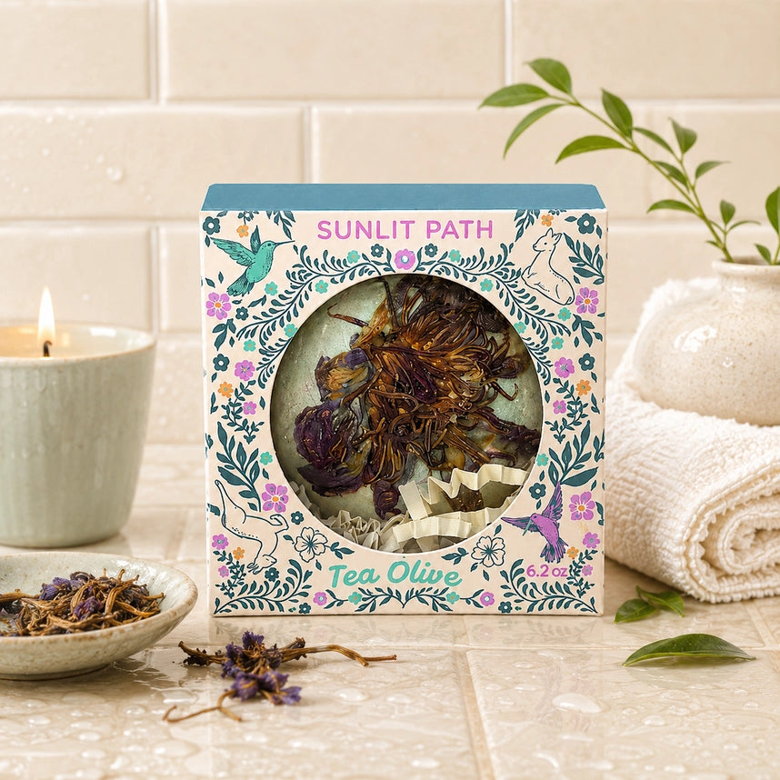 Sunlit Path Bath Bomb in Tea Olive