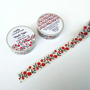 Red Scrolling Flower | Washi Tape