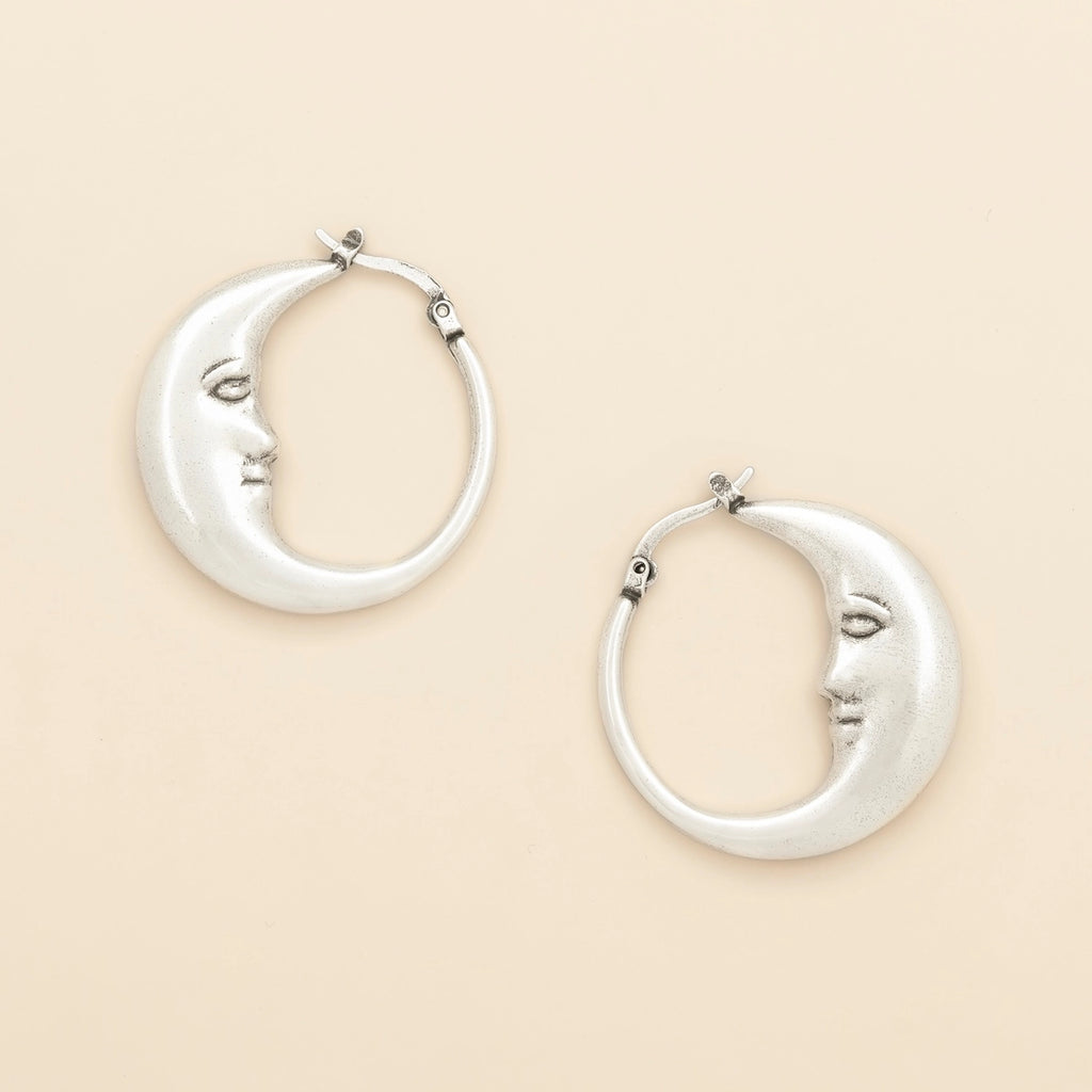 Refined Icon Earring | Moon Hoop/Silver