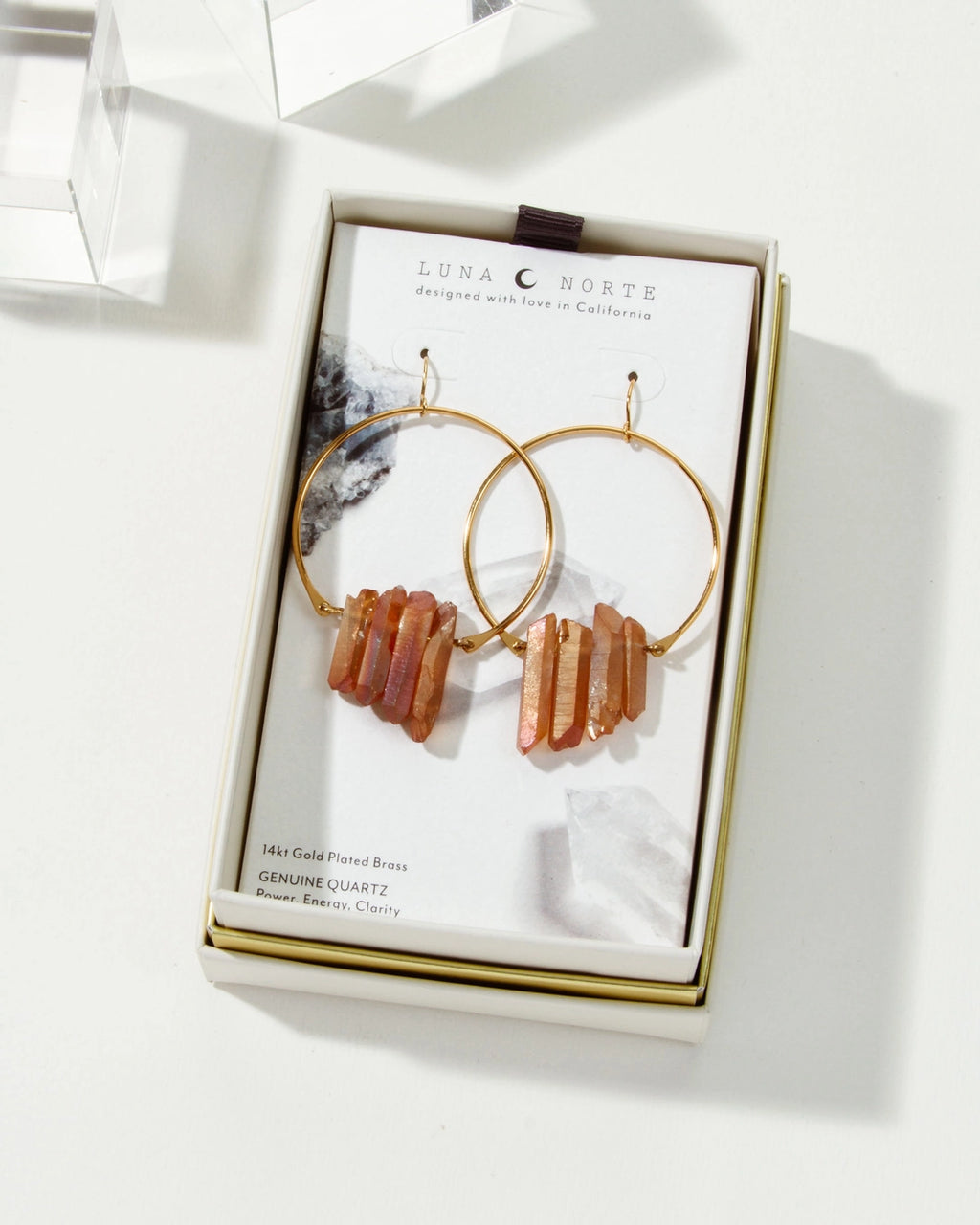 Super Nova Earrings | Peach Quartz Statement Fish Hook
