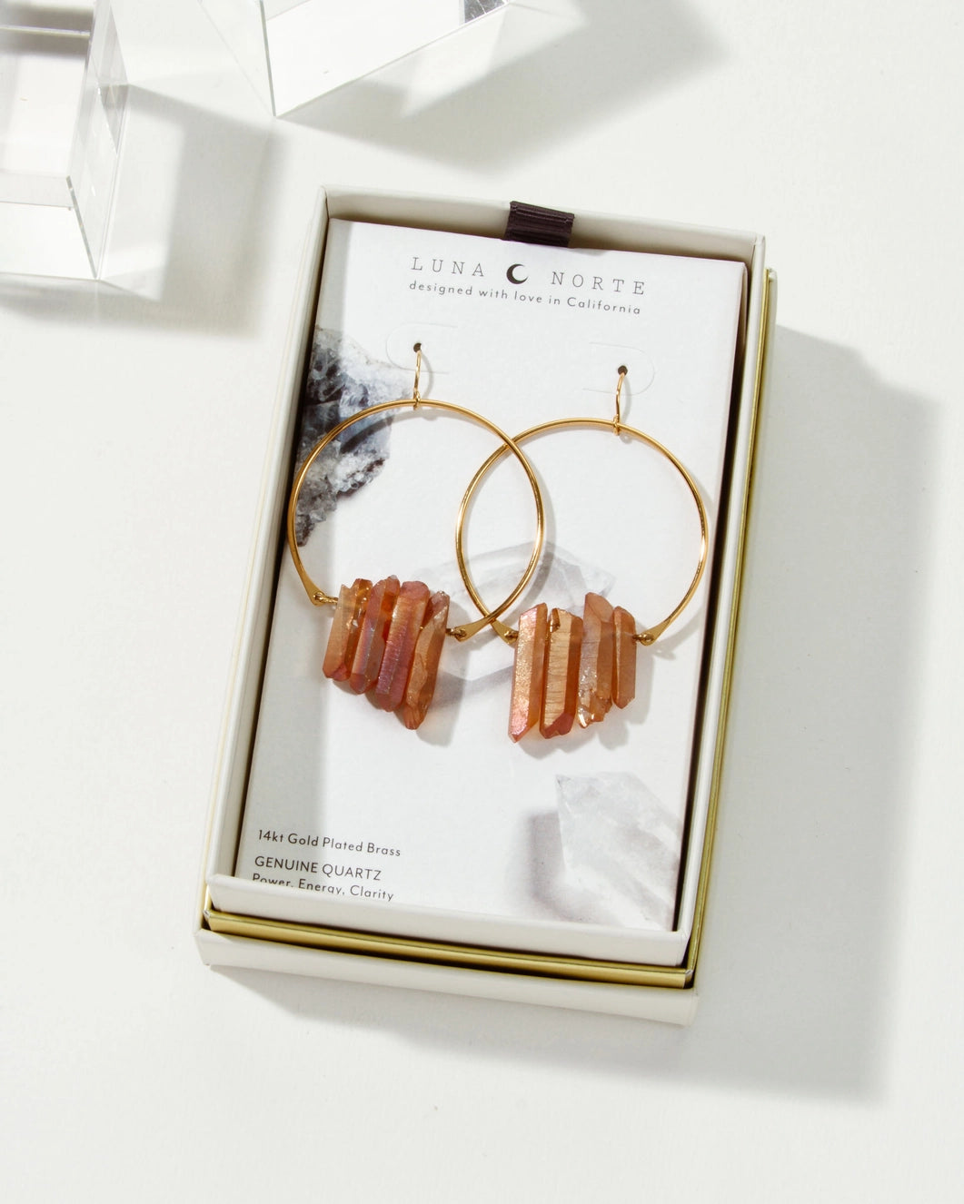 Super Nova Earrings | Peach Quartz Statement Fish Hook