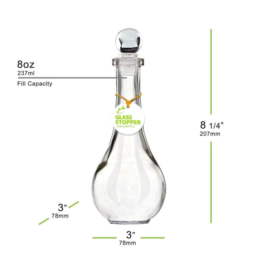 Drop Recycled Glass Bottle with Clear Glass Top | 8 oz