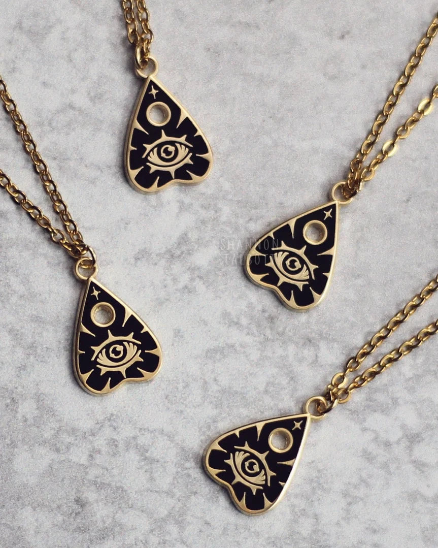 Gold Plated Enamel Planchette Necklace