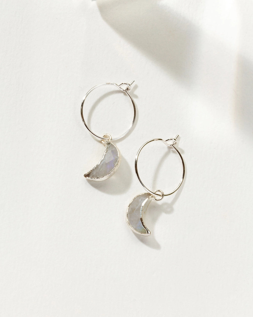 Sterling Silver Eclipse Hoop Earring | Moonstone