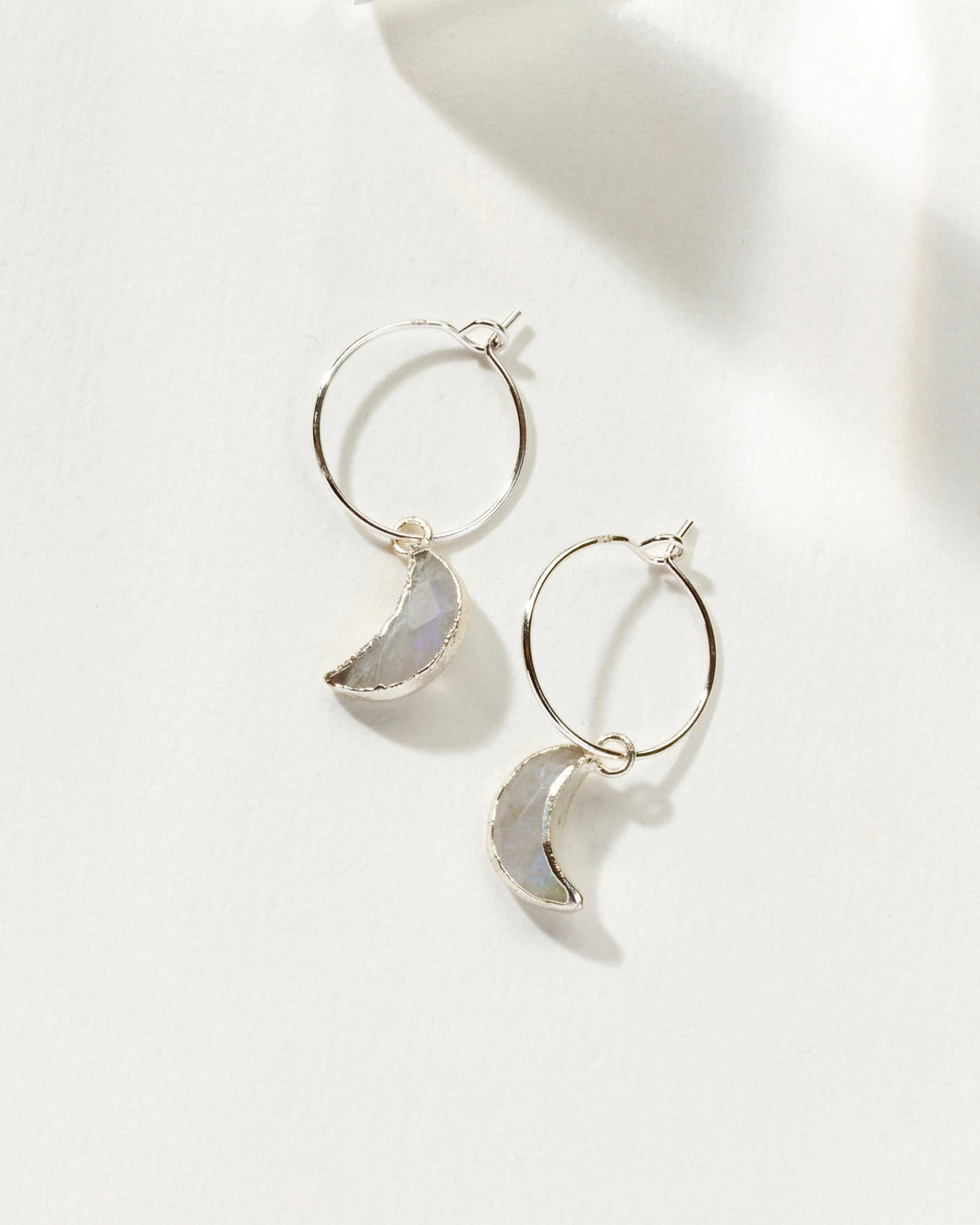 Sterling Silver Eclipse Hoop Earring | Moonstone