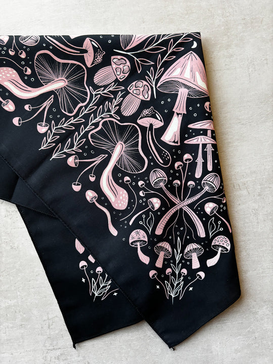 Dusty Pink Midnight Mushroom Bandana