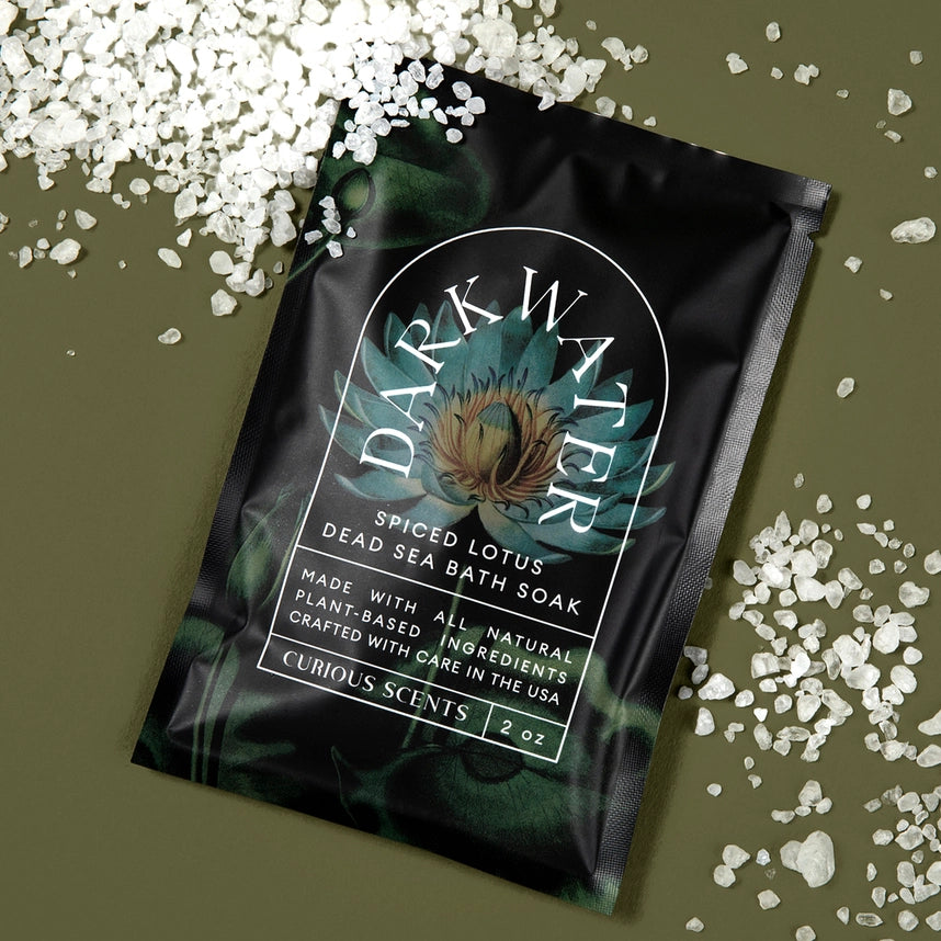 Dark Water Spiced Lotus Botanical Sea Salt Bath Soak Pouch