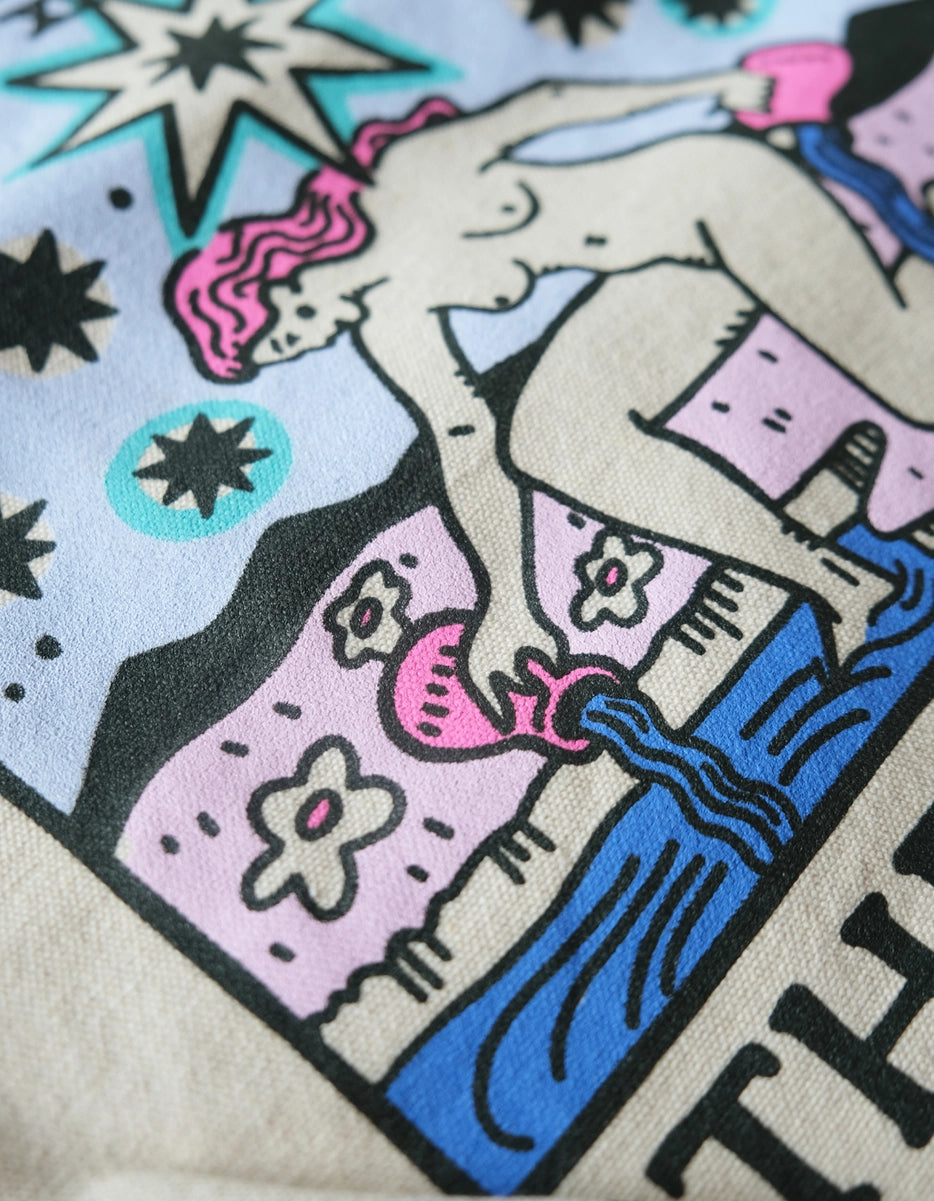 Canvas Tote Bag with Vegan Leather Handles | the Star Tarot