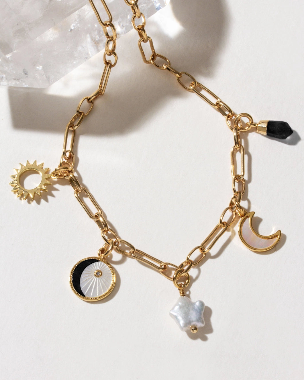 Onyx & Moonlight Charm Necklace