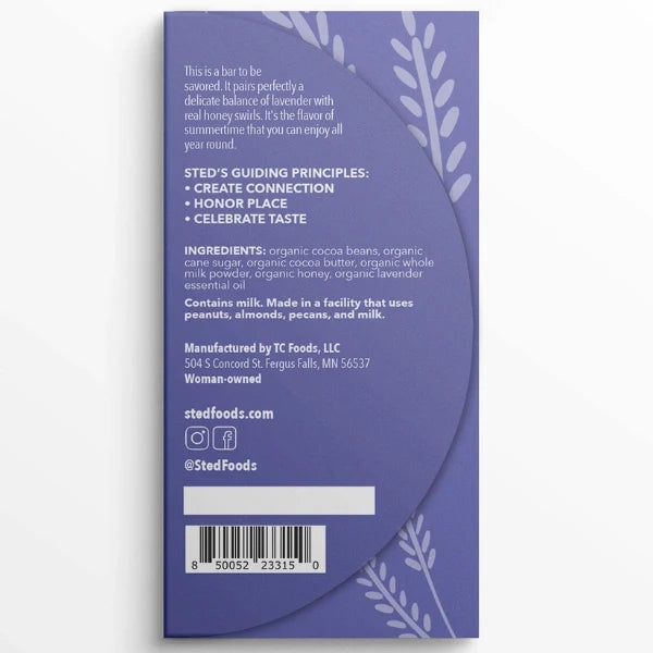 Mini Honey Lavender Milk Chocolate Bar
