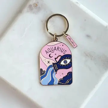 Zodiac Enamel Keychains | Aquarius