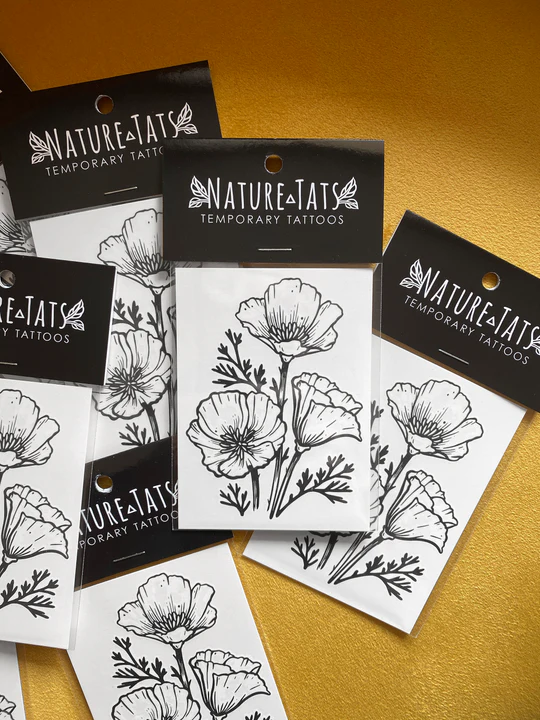 Golden Poppy Temporary Tattoo 2 Pack