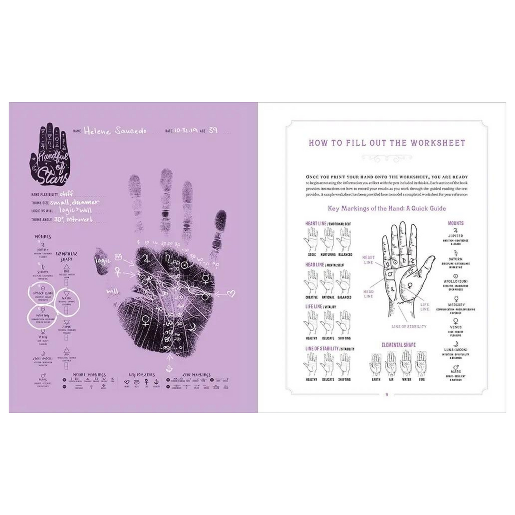 Handful of Stars: Palmistry Guidebook and Hand-Printing Kit
